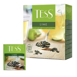 Чай TESS "Lime" зеленый с цедрой цитрусовых, 100 пакетиков в конвертах по 1,5 г, 0920-09 - фото 11134177