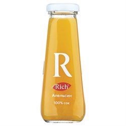 Сок RICH (Рич) 0,2 л, апельсин, подходит для детского питания, стеклянная бутылка, 1658101 - фото 11134497