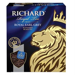 Чай RICHARD "Royal Earl Grey" черный цейлонский с бергамотом, 100 пакетиков по 2 г, 610250 - фото 11134980