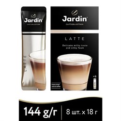 Кофе растворимый порционный JARDIN "3 в 1 Латте", КОМПЛЕКТ 8 пакетиков по 18 г, 1693-10 - фото 11135386