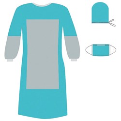 Комплект одноразовой одежды для хирурга КХ-03, с усиленной защитой, стерильный, 3 предмета, ГЕКСА - фото 11135632