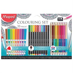 Набор для творчества MAPED "Colouring Set", 10 фломастеров, 10 капиллярных ручек, 12 двусторонних цветных карандашей, точилка, 897417 - фото 11139989