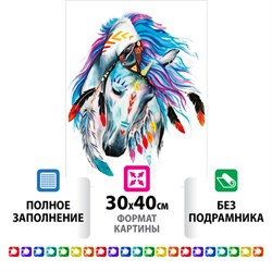 Картина стразами (алмазная мозаика) 30х40 см, ОСТРОВ СОКРОВИЩ "Индейская лошадь", без подрамника, 662403 - фото 11142676