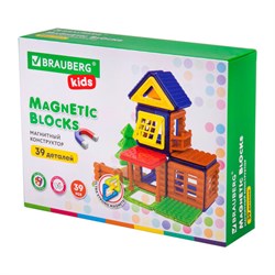 Магнитный конструктор MAGNETIC BUILD BLOCKS-39 "Построй дом", 39 деталей, BRAUBERG KIDS, 663849 - фото 11145910