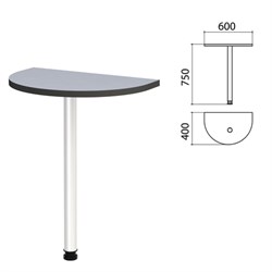 Стол приставной полукруг "Монолит", 600х400х750 мм, цвет серый (КОМПЛЕКТ) - фото 11147390