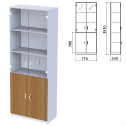 Шкаф закрытый со стеклом "Бюджет", 716х349х1810 мм, орех французский (КОМПЛЕКТ) - фото 11147739