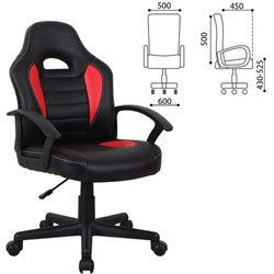 Кресло компьютерное BRABIX "Spark GM-201", экокожа, черное/красное, 532503 - фото 11164625