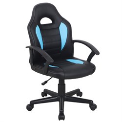 Кресло компьютерное BRABIX "Spark GM-201", экокожа, черное/голубое, 532505 - фото 11164641