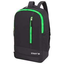 Рюкзак STAFF STRIKE универсальный, 3 кармана, черный с салатовыми деталями, 45х27х12 см, 270785 - фото 11183932