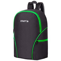 Рюкзак STAFF TRIP универсальный, 2 кармана, черный с салатовыми деталями, 40x27x15,5 см, 270788 - фото 11183950