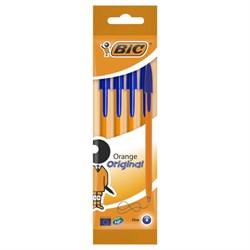 Ручки шариковые BIC "Orange Original", НАБОР 4 шт., СИНИЕ, узел 0,8 мм, линия письма 0,3 мм, пакет, 8308521 - фото 11202833