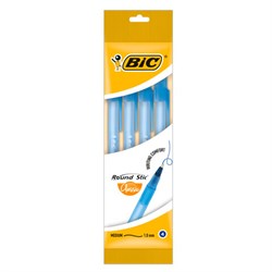 Ручки шариковые BIC "Round Stic", НАБОР 4 шт., СИНИЕ, узел 1 мм, линия письма 0,32 мм, пакет, 944176 - фото 11203658