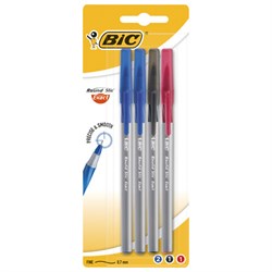 Ручки шариковые с грипом BIC "Round Stic Exact", НАБОР 4 шт./3 ЦВЕТА (синий, черный, красный), линия письма 0,28 мм, блистер, 932858 - фото 11203697