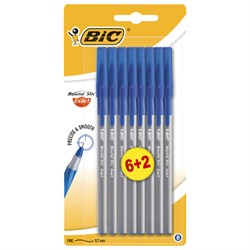 Ручки шариковые с грипом BIC "Round Stic Exact", НАБОР 6+2 шт., СИНИЕ, линия письма 0,28 мм, блистер, 932862 - фото 11203706