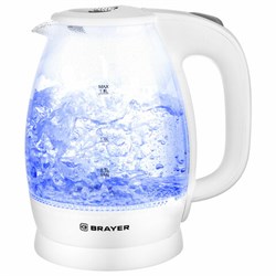 Чайник BRAYER BR1013WH, 1,8 л, 2200 Вт, закрытый нагревательный элемент, стекло, белый - фото 11218037