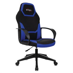 Кресло компьютерное BRABIX "Alpha GM-018", ткань/экокожа, черное/синее, 532638, GM-018_532638 - фото 11220060