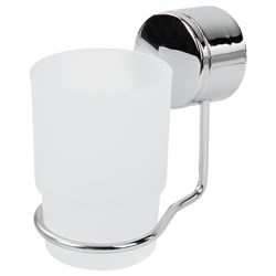 Стакан для туалетных принадлежностей LAIMA, хромированная сталь/стекло, крепление к стене, 607429 - фото 11222618