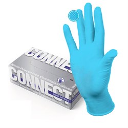 Перчатки смотровые нитриловые CONNECT, голубые, 50 пар (100 штук), размер XL (очень большие), - - фото 11225329