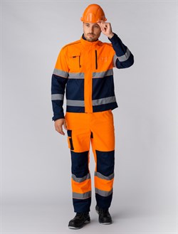 Костюм дорожник Сигнал-1 (тк.Балтекс,210) брюки, оранжевый/т.синий - фото 11294200