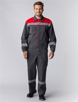 Костюм Липецк-1 СОП (тк.Смесовая,260) брюки, т.серый-меланж/красный - фото 11294208