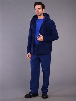 Куртка мужская с капюшоном (тк.Флис, 280), т.синий - фото 11294216