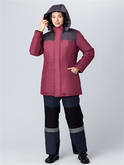 Куртка зимняя женская Снежана (тк.Дюспо), бордовый/т.серый - фото 11294217