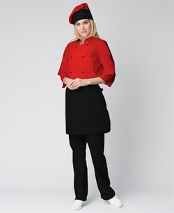 Костюм женский повара Шеф (тк.ТиСи), черный/красный - фото 11294624