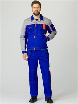 Костюм Союз-Профессионал-2 (тк.Балтекс,240) п/к, васильковый/св.серый/оранжевый - фото 11295198