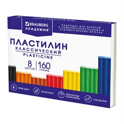 Пластилин классический BRAUBERG "АКАДЕМИЯ КЛАССИЧЕСКАЯ", 8 цветов, 160 г, стек, ВЫСШЕЕ КАЧЕСТВО, 106500 - фото 11297993