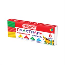 Пластилин классический ПИФАГОР "Веселая такса", 6 цветов, 90 г, СО СТЕКОМ, 106674 - фото 11297999