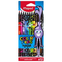 Карандаши цветные MAPED "COLOR PEP'S Black Monster", 12 цветов, трехгранные, 862612 - фото 11386778
