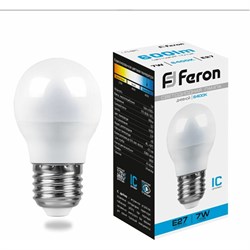 Светодиодная лампа FERON LB-95 Шарик E27 7W 6400K - фото 11939644
