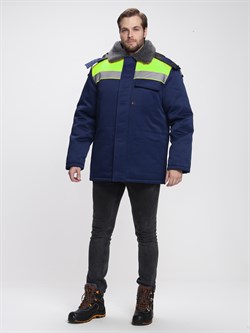 Куртка зимняя Бригада NEW (тк.Смесовая,210), т.синий/лимонный - фото 12045343