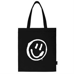Сумка шоппер BRAUBERG, канвас, 40х35 см, черный, "Smiley", 271900 - фото 12055342