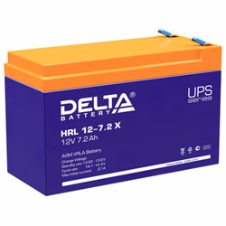 Аккумуляторная батарея для ИБП любых торговых марок, 12 В, 7,2 Ач, 151х65х94 мм, DELTA, HRL 12-7.2 X - фото 12121962
