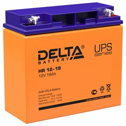 Аккумуляторная батарея для ИБП любых торговых марок, 12 В, 18 Ач, 181х77х167 мм, DELTA, HR 12-18 - фото 12121963