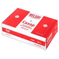 Сахар-рафинад WELDAY 1 кг (336 кусочков, размер 12х14х15 мм), картонная упаковка, 622405 - фото 12468131
