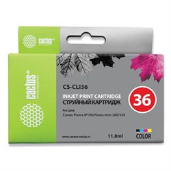 Картридж струйный CACTUS (CS-CLI36) для CANON PIXMA iP100, цветной - фото 12539183