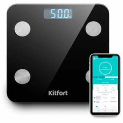 Весы напольные диагностические KITFORT КТ-805, электронные, вес до 180 кг, квадрат, стекло, черные - фото 12543096