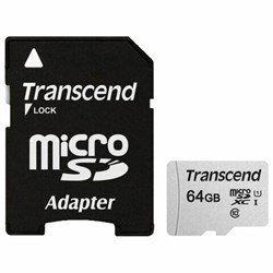 Карта памяти microSDXC 64 GB TRANSCEND UHS-I U1, 95 Мб/сек (class 10), адаптер, TS64GUSD300S-A - фото 12545186