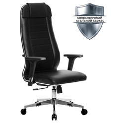 Кресло офисное МЕТТА "К-29-2D" хром, экокожа, сиденье и спинка мягкие, черное - фото 12551634