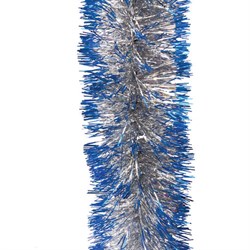 Мишура 1 штука, диаметр 70 мм, длина 2 м, серебро с синими кончиками, 71734 - фото 12552879