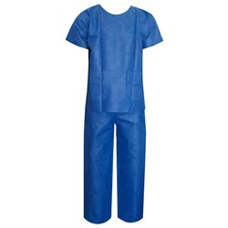 Костюм хирургический синий (рубашка и брюки) 52-54 р., спанбонд 42 г/м2, ГЕКСА - фото 12557071