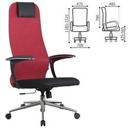 Кресло офисное BRABIX PREMIUM "Ultimate EX-801" хром, плотная двойная сетка Х2, черное/красное, 532921 - фото 12585247