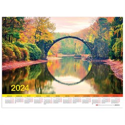 Календарь настенный листовой на 2024 г., формат А2 60х45 см, "Прогулка в парке", HATBER, Кл2_09958 - фото 12595122