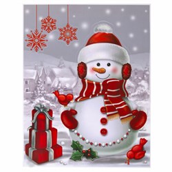 Наклейка для окон двусторонняя МНОГОРАЗОВАЯ 30х38 см, "Снеговик с подарками", ЗОЛОТАЯ СКАЗКА, 591922 - фото 12605772
