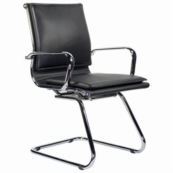 Кресло для приемных и переговорных BRABIX "Kayman CF-102", экокожа, хром, черное, 532572 - фото 12671238