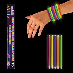 Светящиеся (неоновые) палочки-браслеты ЮНЛАНДИЯ, набор 10 штук в тубе, ассорти, 662595 - фото 12677885
