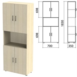 Шкаф полузакрытый &quot;Канц&quot;, 700х350х1830 мм, цвет дуб молочный (КОМПЛЕКТ)