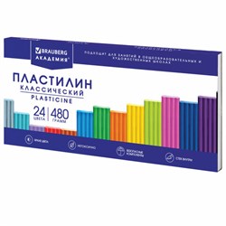 Пластилин классический BRAUBERG "АКАДЕМИЯ КЛАССИЧЕСКАЯ", 24 цвета, 480 г, СТЕК, ВЫСШЕЕ КАЧЕСТВО, 106424 - фото 13098078